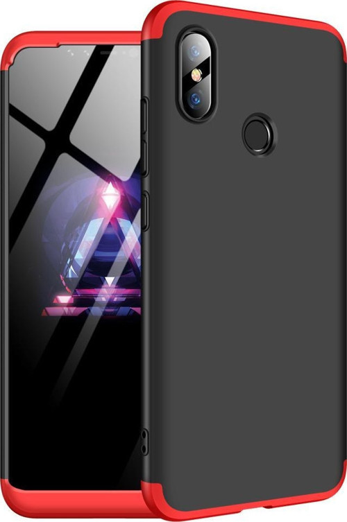 Xiaomi Mi 8 SE Kılıf Double Dip 360 Protective Siyah Kırmızı