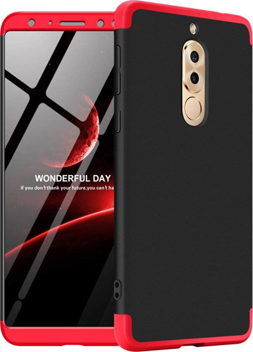 Huawei Mate 10 Lite Kılıf Double Dip 360 Protective Siyah Kırmızı