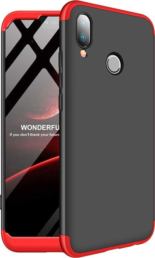 Huawei P20 Lite Kılıf Double Dip 360 Protective Siyah Kırmızı