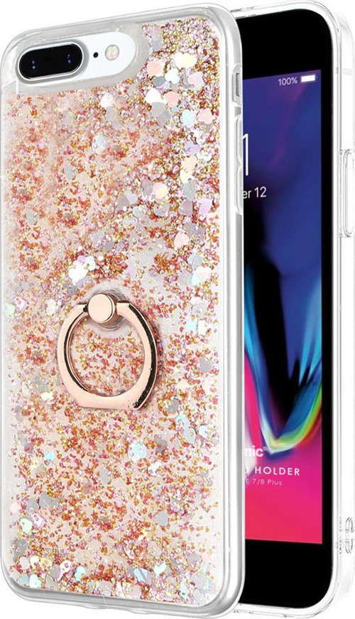 Apple iPhone 7 Plus Kılıf Glitter Liquid Holder Gold