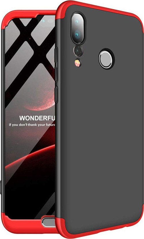 Huawei P20 Pro Kılıf Double Dip 360 Protective Siyah Kırmızı