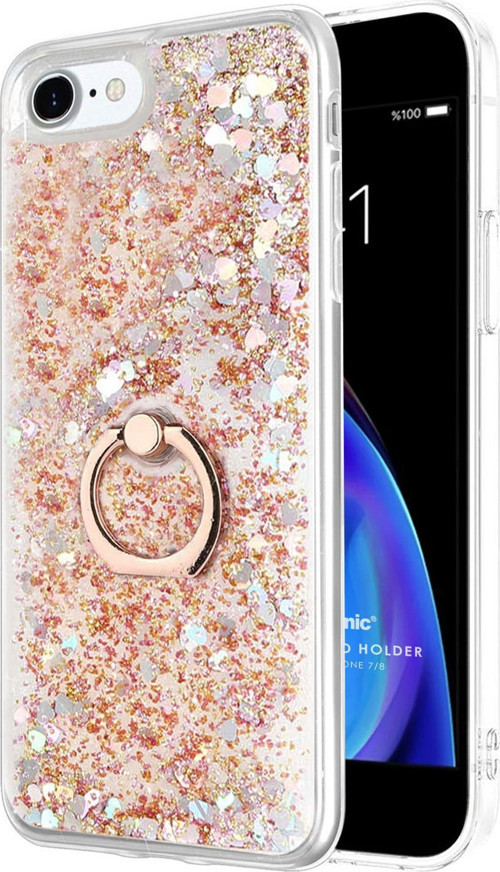 Apple iPhone 7 Kılıf Glitter Liquid Holder Gold