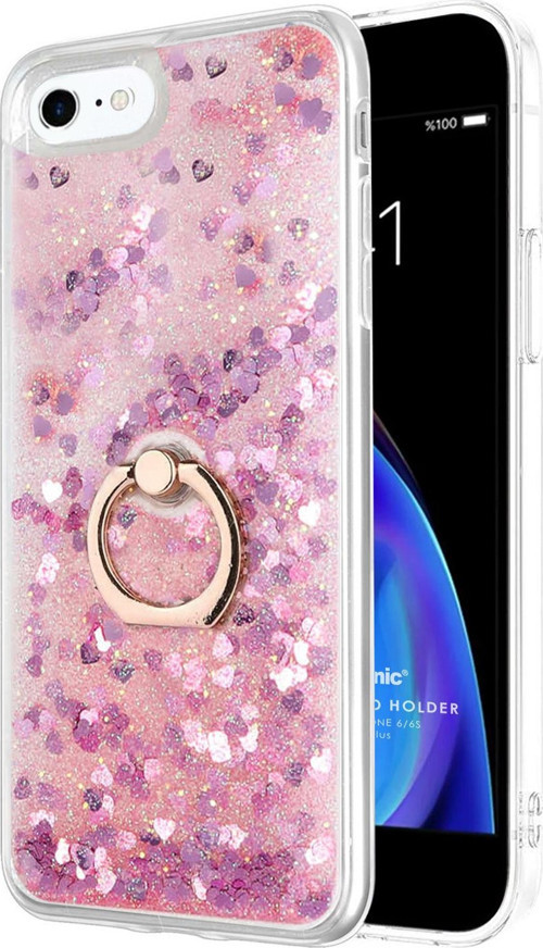Apple iPhone 6S Plus Kılıf Glitter Liquid Holder Pembe