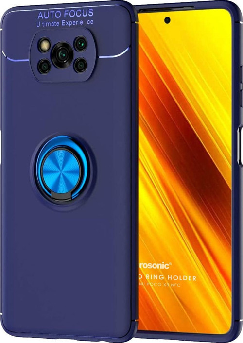Xiaomi Poco X3 NFC Kılıf Kickstand Ring Holder Lacivert