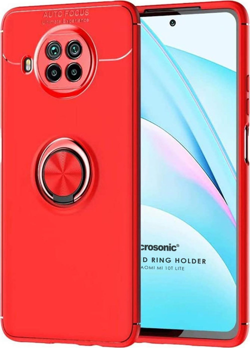 Xiaomi Mi 10T Lite Kılıf Kickstand Ring Holder Kırmızı