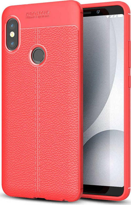 Xiaomi Redmi Note 5 Kılıf Deri Dokulu Silikon Kırmızı