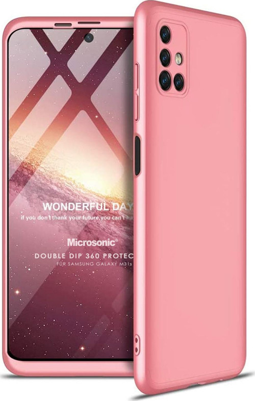 Samsung Galaxy M31s Kılıf Double Dip 360 Protective Rose Gold