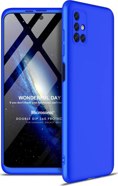 Samsung Galaxy M31s Kılıf Double Dip 360 Protective Mavi