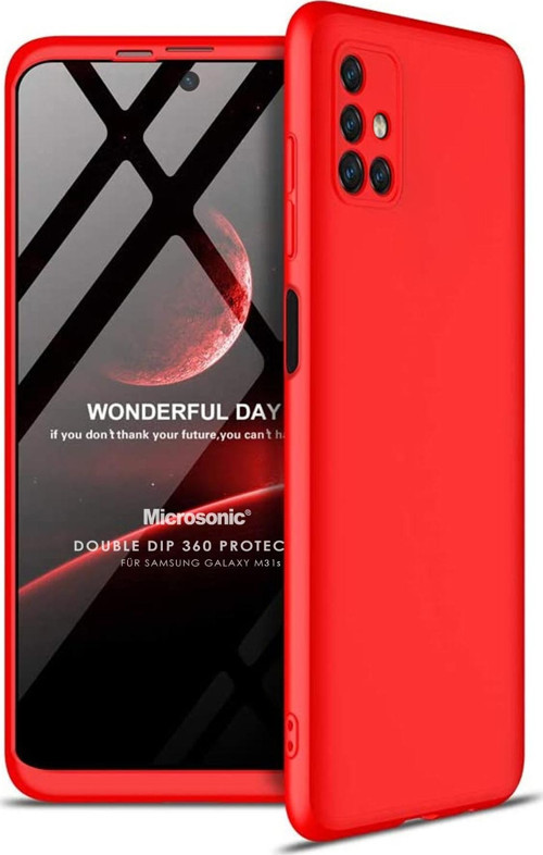 Samsung Galaxy M31s Kılıf Double Dip 360 Protective Kırmızı