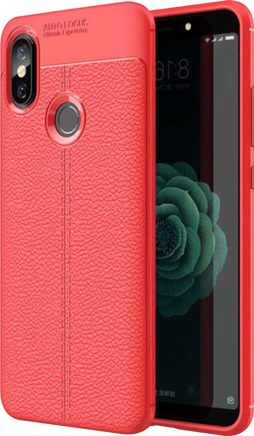 Xiaomi Mi 8 SE Kılıf Deri Dokulu Silikon Kırmızı