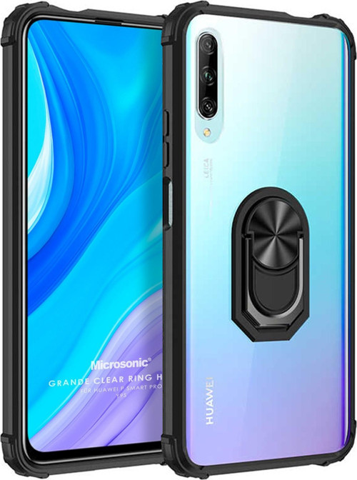 Huawei P Smart Pro Kılıf Grande Clear Ring Holder Siyah