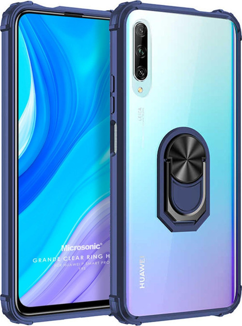 Huawei P Smart Pro Kılıf Grande Clear Ring Holder Lacivert