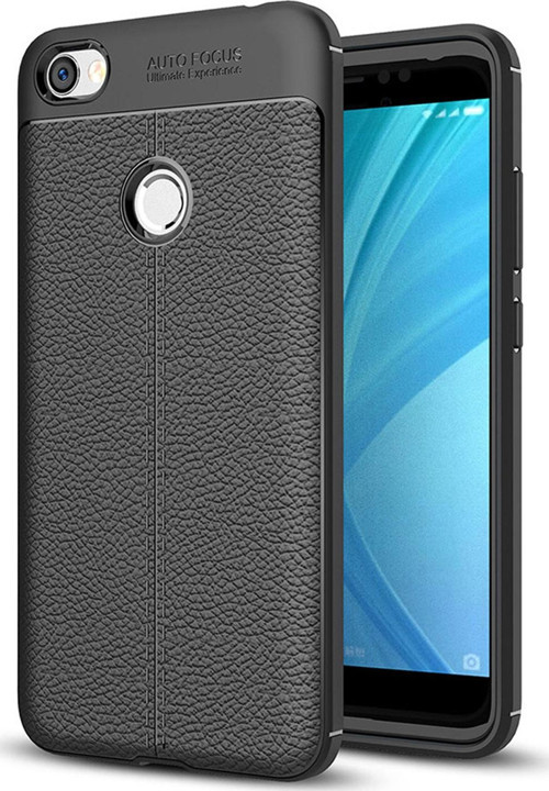 Xiaomi Redmi Note 5A Prime Kılıf Deri Dokulu Silikon Siyah