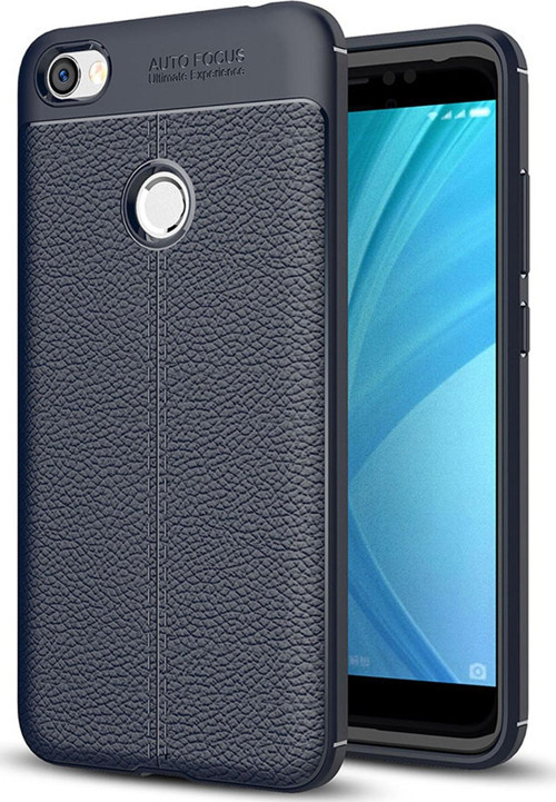 Xiaomi Redmi Note 5A Prime Kılıf Deri Dokulu Silikon Lacivert