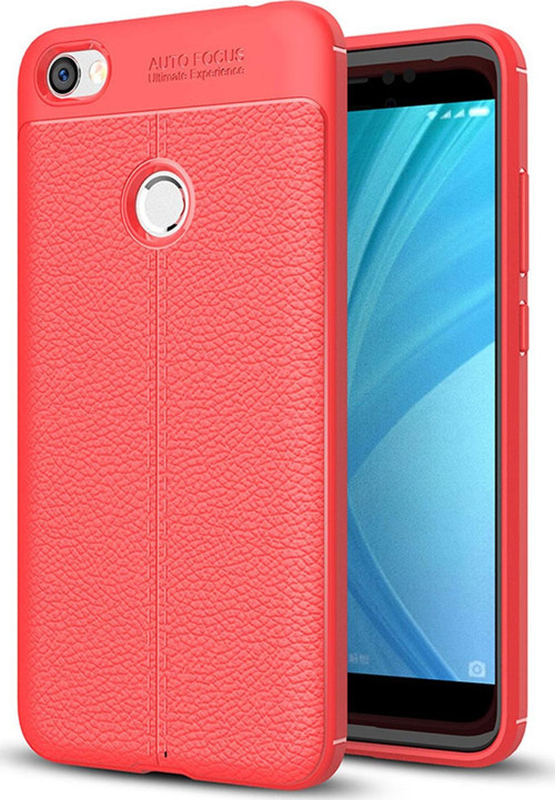 Xiaomi Redmi Note 5A Prime Kılıf Deri Dokulu Silikon Kırmızı