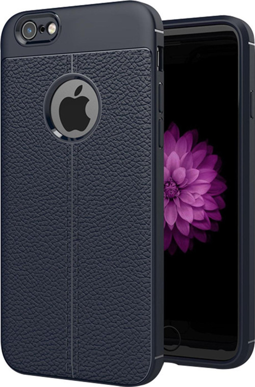 Apple iPhone 7 Kılıf Deri Dokulu Silikon Lacivert