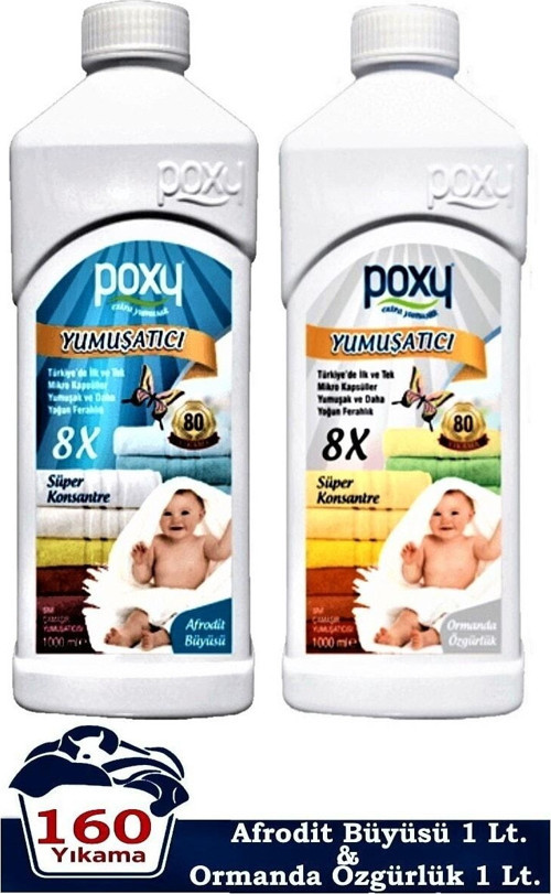 Çamaşır Yumuşatıcı 2 X 1 Lt (160 Yıkama) Afrodit Büyüsü + Ormanda Özgürlük