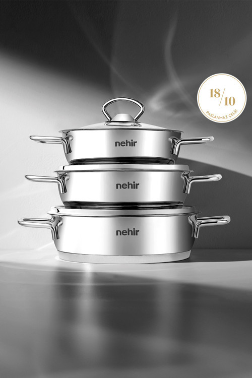 Silver 6 Parça Paslanmaz Çelik Sahan Seti (16-18-20 CM)