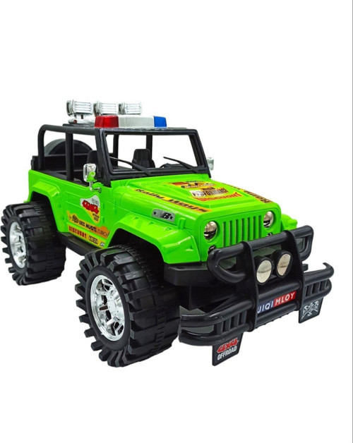 Oyuncak Arazi Aracı Büyük Boy İçi Dolu Tekerlekleri Mekanizmalı Sürtmeli Jeep İthal 50X27Cm Yeşil