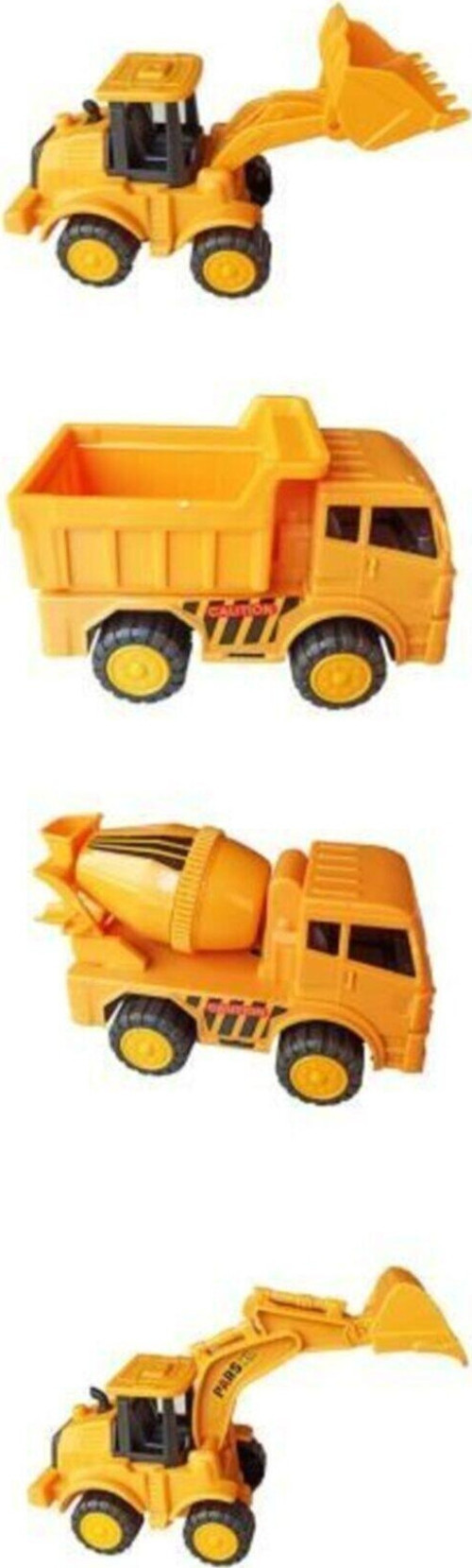 Oyuncak Iş Makineları Seti Dozer, Kepçe, Mikser Ve Kamyon, Sürtmeli 4'Lü Set