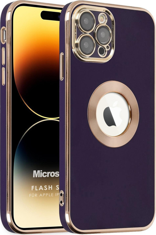 Apple iPhone 14 Pro Kılıf Flash Stamp Koyu Mor
