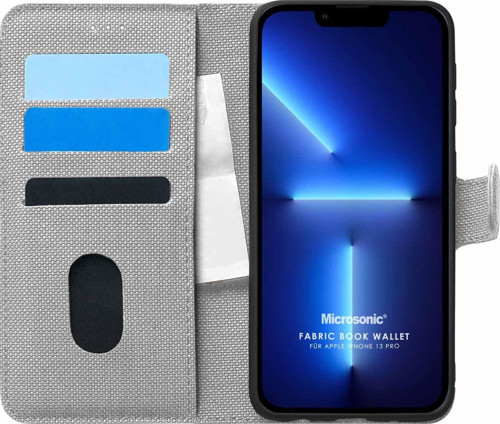 Appple iPhone 13 Pro Kılıf Fabric Book Wallet Gri