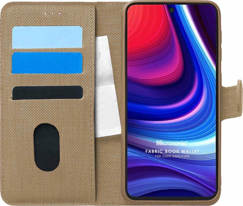 Omix X300 Kılıf Fabric Book Wallet Gold