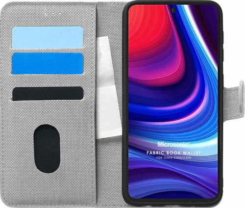 Omix X300 Kılıf Fabric Book Wallet Gri