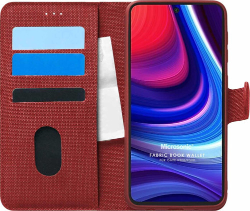 Omix X300 Kılıf Fabric Book Wallet Kırmızı