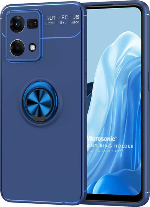 Oppo Reno 7 4G Kılıf Kickstand Ring Holder Lacivert