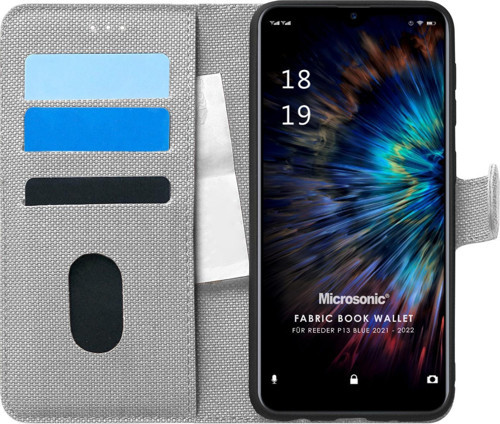 Reeder P13 Blue 2021 Kılıf Fabric Book Wallet Gri