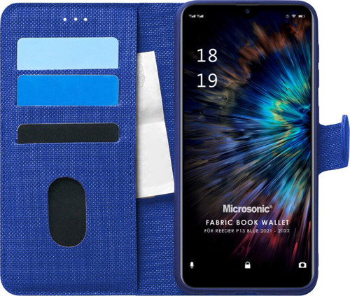 Reeder P13 Blue 2021 Kılıf Fabric Book Wallet Lacivert