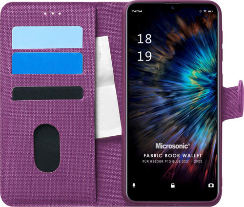 Reeder P13 Blue 2021 Kılıf Fabric Book Wallet Mor