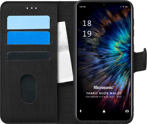 Reeder P13 Blue 2021 Kılıf Fabric Book Wallet Siyah