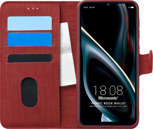 Reeder P13 Blue Max 2021 128 GB Kılıf Fabric Book Wallet Kırmızı