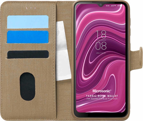 Reeder P13 Blue Plus 2022 Kılıf Fabric Book Wallet Gold