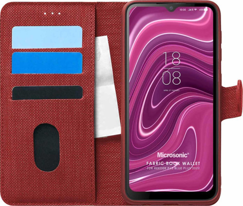 Reeder P13 Blue Plus 2022 Kılıf Fabric Book Wallet Kırmızı