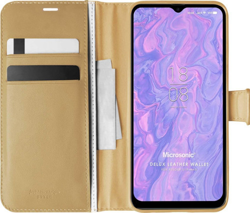 Reeder S19 Max Kılıf Delux Leather Wallet Gold