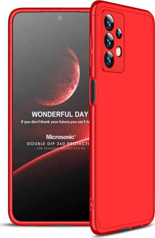 Samsung Galaxy A13 4G Kılıf Double Dip 360 Protective Kırmızı