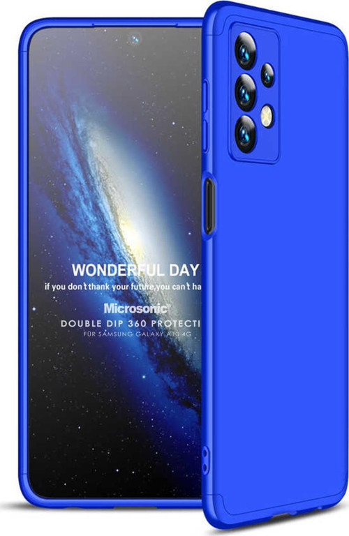 Samsung Galaxy A13 4G Kılıf Double Dip 360 Protective Mavi