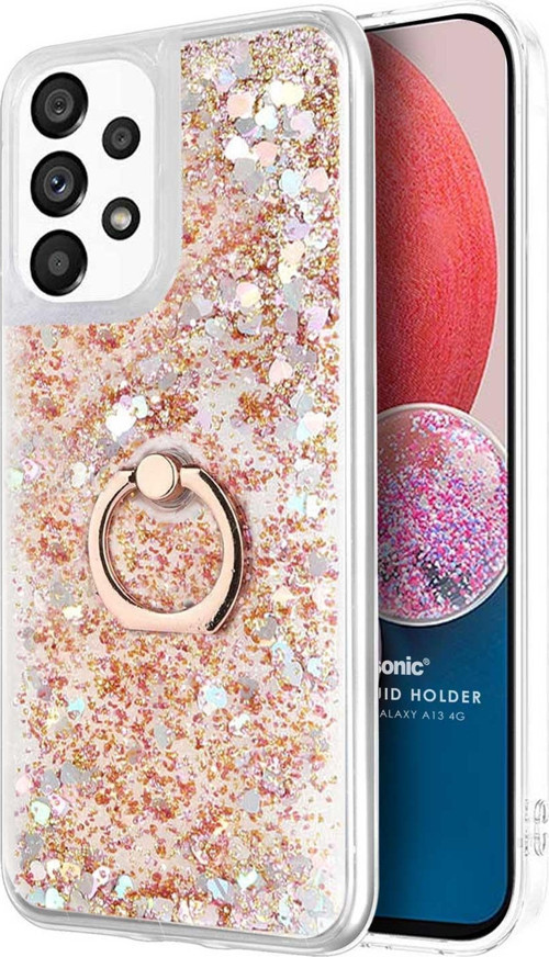 Samsung Galaxy A13 4G Kılıf Glitter Liquid Holder Gold