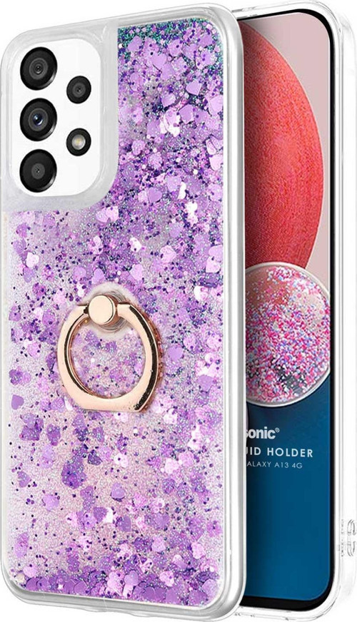 Samsung Galaxy A13 4G Kılıf Glitter Liquid Holder Mor