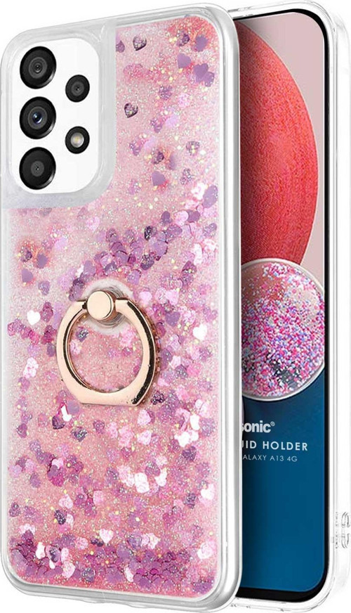 Samsung Galaxy A13 4G Kılıf Glitter Liquid Holder Pembe