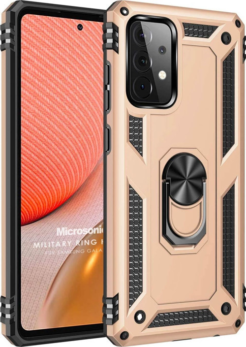 Samsung Galaxy A52s Kılıf Military Ring Holder Gold