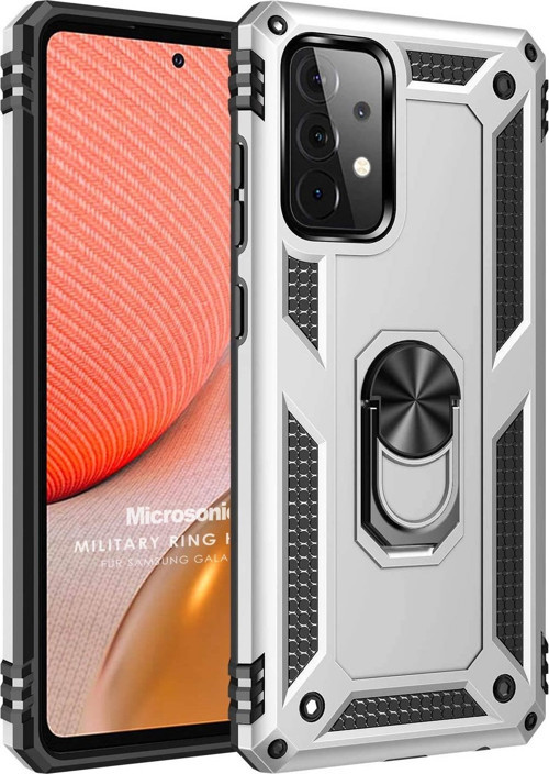 Samsung Galaxy A52s Kılıf Military Ring Holder Gümüş