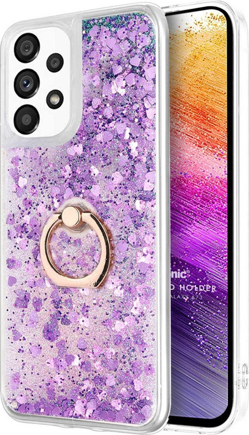 Samsung Galaxy A73 5G Kılıf Glitter Liquid Holder Mor