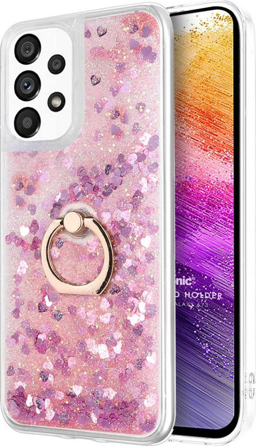 Samsung Galaxy A73 5G Kılıf Glitter Liquid Holder Pembe