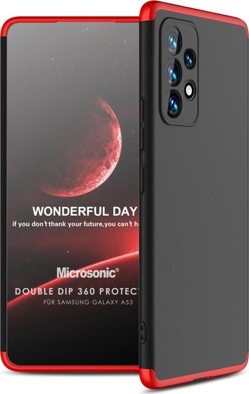 Samsung Galaxy A53 5G Kılıf Double Dip 360 Protective Siyah Kırmızı