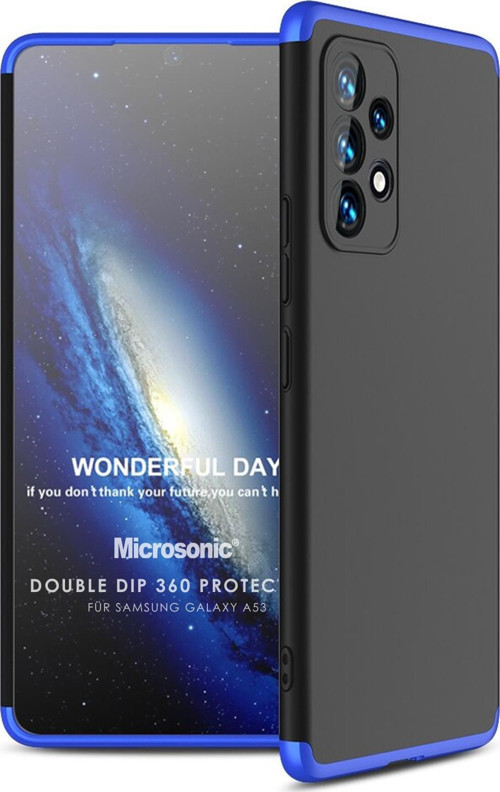 Samsung Galaxy A53 5G Kılıf Double Dip 360 Protective Siyah Mavi
