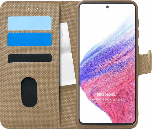 Samsung Galaxy A53 5G Kılıf Fabric Book Wallet Gold